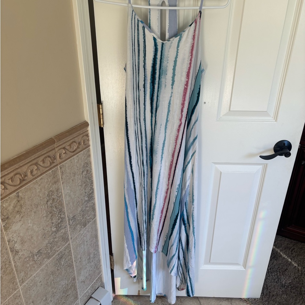 Nicole Miller High Low Dress - Blue and Pink Stripes